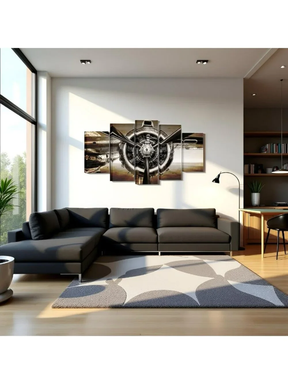 Vintage Airplane Wall Art - Sepia Propeller Decor for Home & Office (Brown)